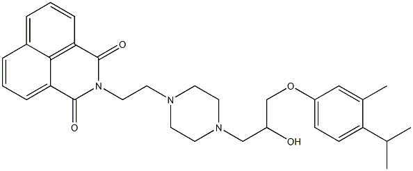 2-(2-{4-[2-hydroxy-3-(4-isopropyl-3-methylphenoxy)propyl]piperazin-1-yl}ethyl)-1H-benzo[de]isoquinoline-1,3(2H)-dione Struktur