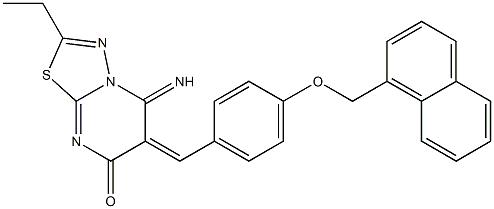 2-ethyl-5-imino-6-[4-(1-naphthylmethoxy)benzylidene]-5,6-dihydro-7H-[1,3,4]thiadiazolo[3,2-a]pyrimidin-7-one Struktur