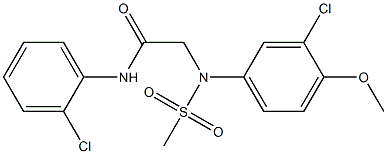 2-[3-chloro-4-methoxy(methylsulfonyl)anilino]-N-(2-chlorophenyl)acetamide Struktur