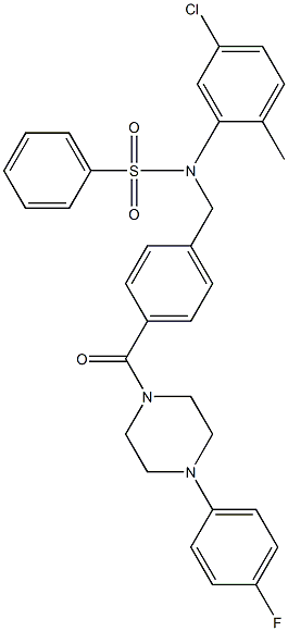 N-(5-chloro-2-methylphenyl)-N-(4-{[4-(4-fluorophenyl)-1-piperazinyl]carbonyl}benzyl)benzenesulfonamide Struktur