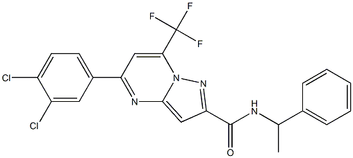 5-(3,4-dichlorophenyl)-N-(1-phenylethyl)-7-(trifluoromethyl)pyrazolo[1,5-a]pyrimidine-2-carboxamide Struktur