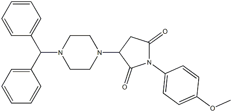 3-(4-benzhydryl-1-piperazinyl)-1-(4-methoxyphenyl)-2,5-pyrrolidinedione Struktur