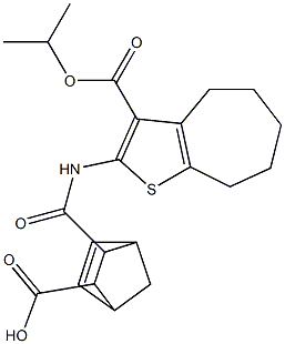 3-({[3-(isopropoxycarbonyl)-5,6,7,8-tetrahydro-4H-cyclohepta[b]thien-2-yl]amino}carbonyl)bicyclo[2.2.1]hept-5-ene-2-carboxylic acid Struktur