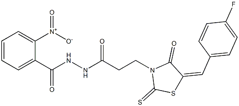 N'-{3-[5-(4-fluorobenzylidene)-4-oxo-2-thioxo-1,3-thiazolidin-3-yl]propanoyl}-2-nitrobenzohydrazide Struktur