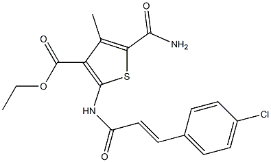 ethyl 5-(aminocarbonyl)-2-{[3-(4-chlorophenyl)acryloyl]amino}-4-methyl-3-thiophenecarboxylate Struktur