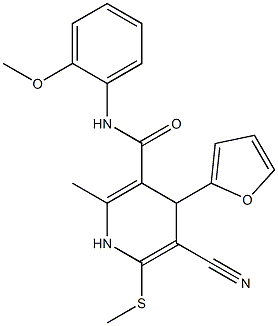 5-cyano-4-(2-furyl)-N-(2-methoxyphenyl)-2-methyl-6-(methylsulfanyl)-1,4-dihydro-3-pyridinecarboxamide Struktur