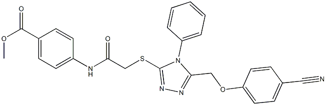 methyl 4-{[({5-[(4-cyanophenoxy)methyl]-4-phenyl-4H-1,2,4-triazol-3-yl}sulfanyl)acetyl]amino}benzoate Struktur