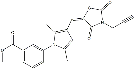 methyl 3-{3-[(2,4-dioxo-3-prop-2-ynyl-1,3-thiazolidin-5-ylidene)methyl]-2,5-dimethyl-1H-pyrrol-1-yl}benzoate Struktur