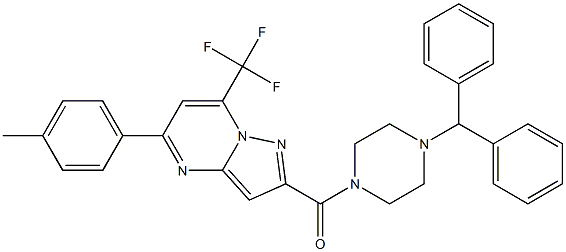 2-[(4-benzhydryl-1-piperazinyl)carbonyl]-5-(4-methylphenyl)-7-(trifluoromethyl)pyrazolo[1,5-a]pyrimidine Struktur