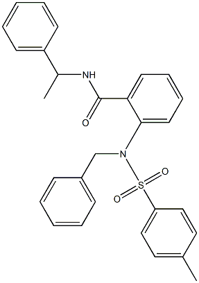 2-{benzyl[(4-methylphenyl)sulfonyl]amino}-N-(1-phenylethyl)benzamide Struktur