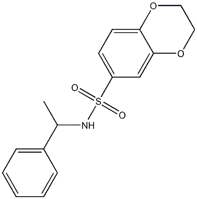 N-(1-phenylethyl)-2,3-dihydro-1,4-benzodioxine-6-sulfonamide Struktur