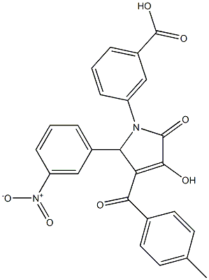 3-{3-hydroxy-5-{3-nitrophenyl}-4-[(4-methylphenyl)carbonyl]-2-oxo-2,5-dihydro-1H-pyrrol-1-yl}benzoic acid Struktur