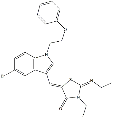 5-{[5-bromo-1-(2-phenoxyethyl)-1H-indol-3-yl]methylene}-3-ethyl-2-(ethylimino)-1,3-thiazolidin-4-one Struktur