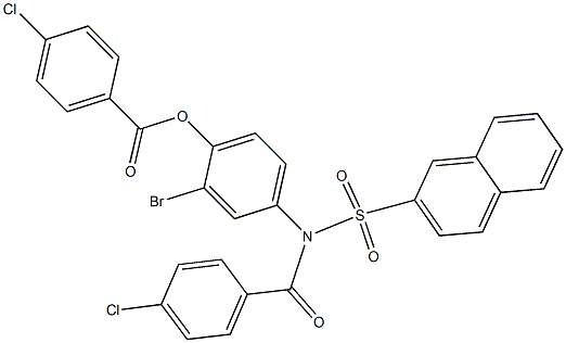 2-bromo-4-[[(4-chlorophenyl)carbonyl](naphthalen-2-ylsulfonyl)amino]phenyl 4-chlorobenzoate Struktur