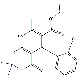 ethyl 4-(2-chlorophenyl)-2,7,7-trimethyl-5-oxo-1,4,5,6,7,8-hexahydro-3-quinolinecarboxylate Struktur