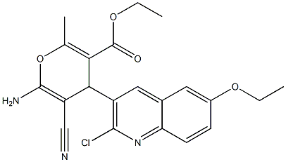 ethyl 6-amino-4-[2-chloro-6-(ethyloxy)quinolin-3-yl]-5-cyano-2-methyl-4H-pyran-3-carboxylate Struktur