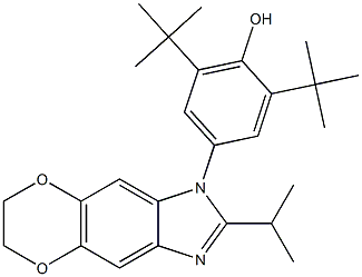 2,6-ditert-butyl-4-(2-isopropyl-6,7-dihydro-1H-[1,4]dioxino[2,3-f]benzimidazol-1-yl)phenol Struktur