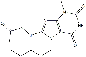 3-methyl-8-[(2-oxopropyl)sulfanyl]-7-pentyl-3,7-dihydro-1H-purine-2,6-dione Struktur