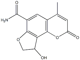 9-hydroxy-4-methyl-2-oxo-8,9-dihydro-2H-furo[2,3-h]chromen-6-ylformamide Struktur