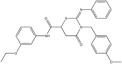 N-(3-ethoxyphenyl)-3-(4-methoxybenzyl)-4-oxo-2-(phenylimino)-1,3-thiazinane-6-carboxamide Struktur