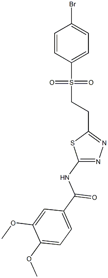 N-(5-{2-[(4-bromophenyl)sulfonyl]ethyl}-1,3,4-thiadiazol-2-yl)-3,4-dimethoxybenzamide Struktur