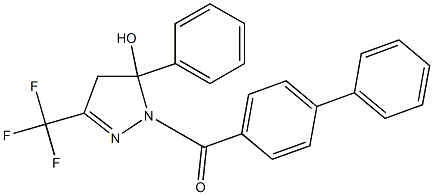 1-([1,1'-biphenyl]-4-ylcarbonyl)-5-phenyl-3-(trifluoromethyl)-4,5-dihydro-1H-pyrazol-5-ol Struktur