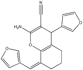 2-amino-4-(3-furyl)-8-(3-furylmethylene)-5,6,7,8-tetrahydro-4H-chromene-3-carbonitrile Struktur