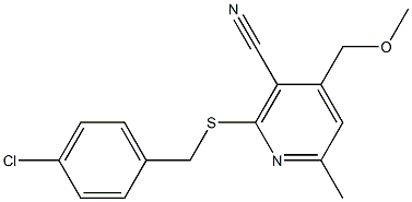 2-[(4-chlorobenzyl)sulfanyl]-4-(methoxymethyl)-6-methylnicotinonitrile Struktur