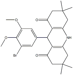 9-(3-bromo-4,5-dimethoxyphenyl)-3,3,6,6-tetramethyl-3,4,6,7,9,10-hexahydroacridine-1,8(2H,5H)-dione Struktur