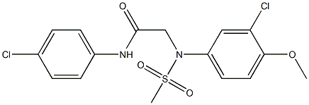 2-[3-chloro-4-methoxy(methylsulfonyl)anilino]-N-(4-chlorophenyl)acetamide Struktur