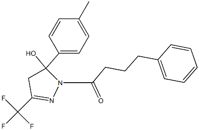 5-(4-methylphenyl)-1-(4-phenylbutanoyl)-3-(trifluoromethyl)-4,5-dihydro-1H-pyrazol-5-ol Struktur