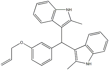 allyl 3-[bis(2-methyl-1H-indol-3-yl)methyl]phenyl ether Struktur