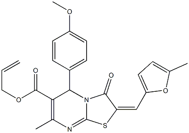 allyl 5-(4-methoxyphenyl)-7-methyl-2-[(5-methyl-2-furyl)methylene]-3-oxo-2,3-dihydro-5H-[1,3]thiazolo[3,2-a]pyrimidine-6-carboxylate Struktur