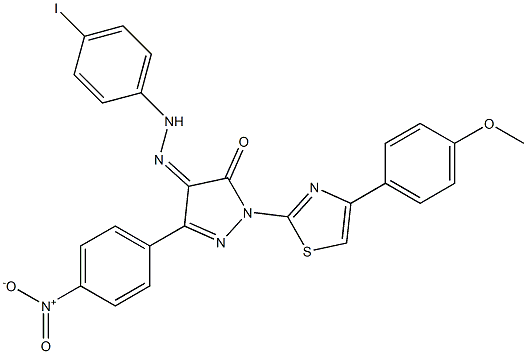 1-[4-(4-methoxyphenyl)-1,3-thiazol-2-yl]-3-(4-nitrophenyl)-1H-pyrazole-4,5-dione 4-[N-(4-iodophenyl)hydrazone] Struktur