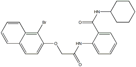 2-({2-[(1-bromo-2-naphthyl)oxy]acetyl}amino)-N-cyclohexylbenzamide Struktur