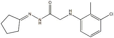 2-(3-chloro-2-methylanilino)-N'-cyclopentylideneacetohydrazide Struktur