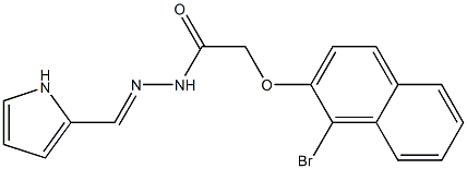 2-[(1-bromo-2-naphthyl)oxy]-N'-[(E)-1H-pyrrol-2-ylmethylidene]acetohydrazide Struktur