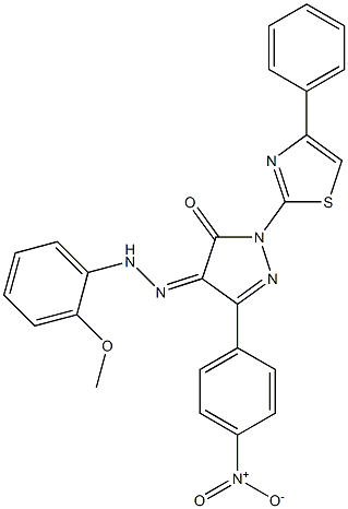 3-(4-nitrophenyl)-1-(4-phenyl-1,3-thiazol-2-yl)-1H-pyrazole-4,5-dione 4-[N-(2-methoxyphenyl)hydrazone] Struktur