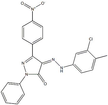 3-(4-nitrophenyl)-1-phenyl-1H-pyrazole-4,5-dione 4-[N-(3-chloro-4-methylphenyl)hydrazone] Struktur