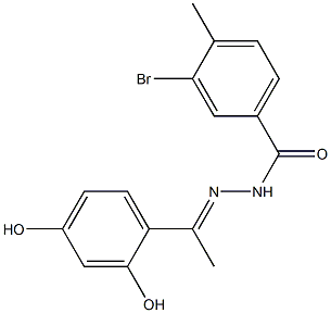 3-bromo-N'-[(E)-1-(2,4-dihydroxyphenyl)ethylidene]-4-methylbenzohydrazide Struktur