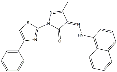 3-methyl-1-(4-phenyl-1,3-thiazol-2-yl)-1H-pyrazole-4,5-dione 4-[N-(1-naphthyl)hydrazone] Struktur