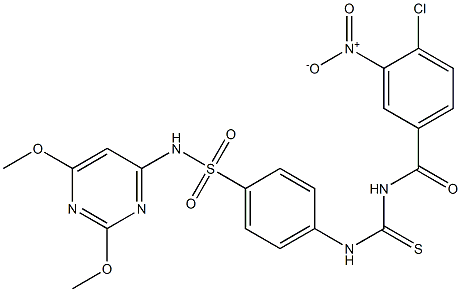 4-({[(4-chloro-3-nitrobenzoyl)amino]carbothioyl}amino)-N-(2,6-dimethoxy-4-pyrimidinyl)benzenesulfonamide Struktur