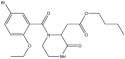 butyl 2-[1-(5-bromo-2-ethoxybenzoyl)-3-oxo-2-piperazinyl]acetate Struktur