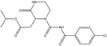 isopropyl 2-(1-{[(4-chlorobenzoyl)amino]carbothioyl}-3-oxo-2-piperazinyl)acetate Struktur