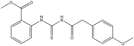 methyl 2-[({[2-(4-methoxyphenyl)acetyl]amino}carbothioyl)amino]benzoate Struktur