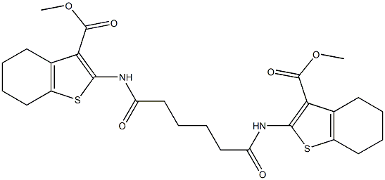 methyl 2-[(6-{[3-(methoxycarbonyl)-4,5,6,7-tetrahydro-1-benzothiophen-2-yl]amino}-6-oxohexanoyl)amino]-4,5,6,7-tetrahydro-1-benzothiophene-3-carboxylate Struktur