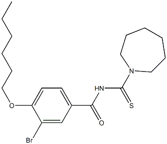 N-(1-azepanylcarbothioyl)-3-bromo-4-(hexyloxy)benzamide Struktur