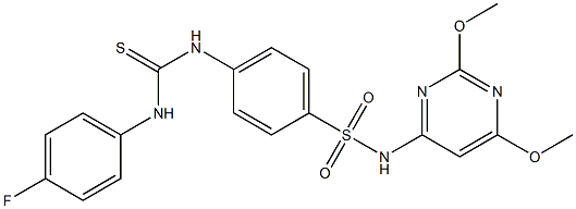 N-(2,6-dimethoxy-4-pyrimidinyl)-4-{[(4-fluoroanilino)carbothioyl]amino}benzenesulfonamide Struktur