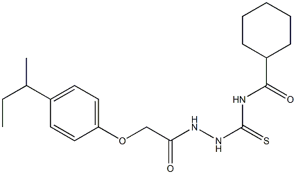 N-[(2-{2-[4-(sec-butyl)phenoxy]acetyl}hydrazino)carbothioyl]cyclohexanecarboxamide Struktur