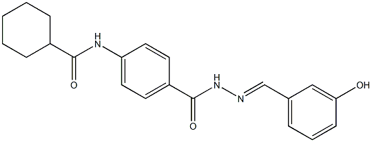 N-[4-({2-[(E)-(3-hydroxyphenyl)methylidene]hydrazino}carbonyl)phenyl]cyclohexanecarboxamide Struktur